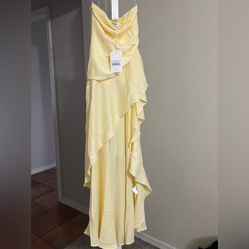 Peppermayo Strapless Lemon High-Low Ruffle Gown - Picture 3 of 3